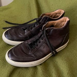 Santoni Leather High Top Sneakers